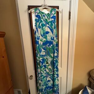 Donna Morgan Blue Halter Neck Sheath Maxi Dress.  Worn once for garden wedding.
